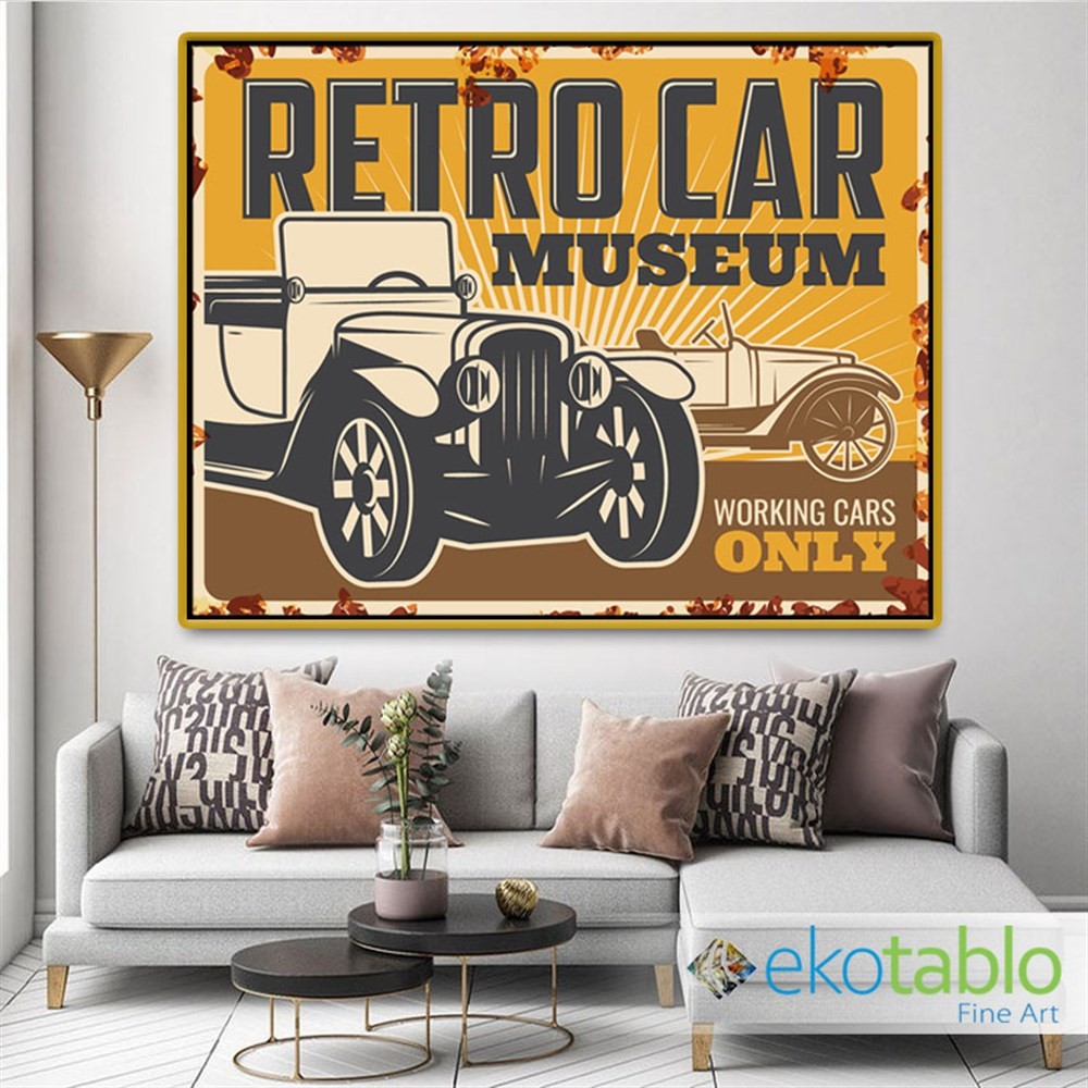 Retro Car Museum Kanvas Tablo