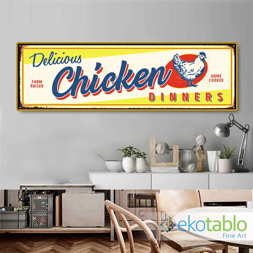 Delicious Chicken Retro Kanvas Tablo