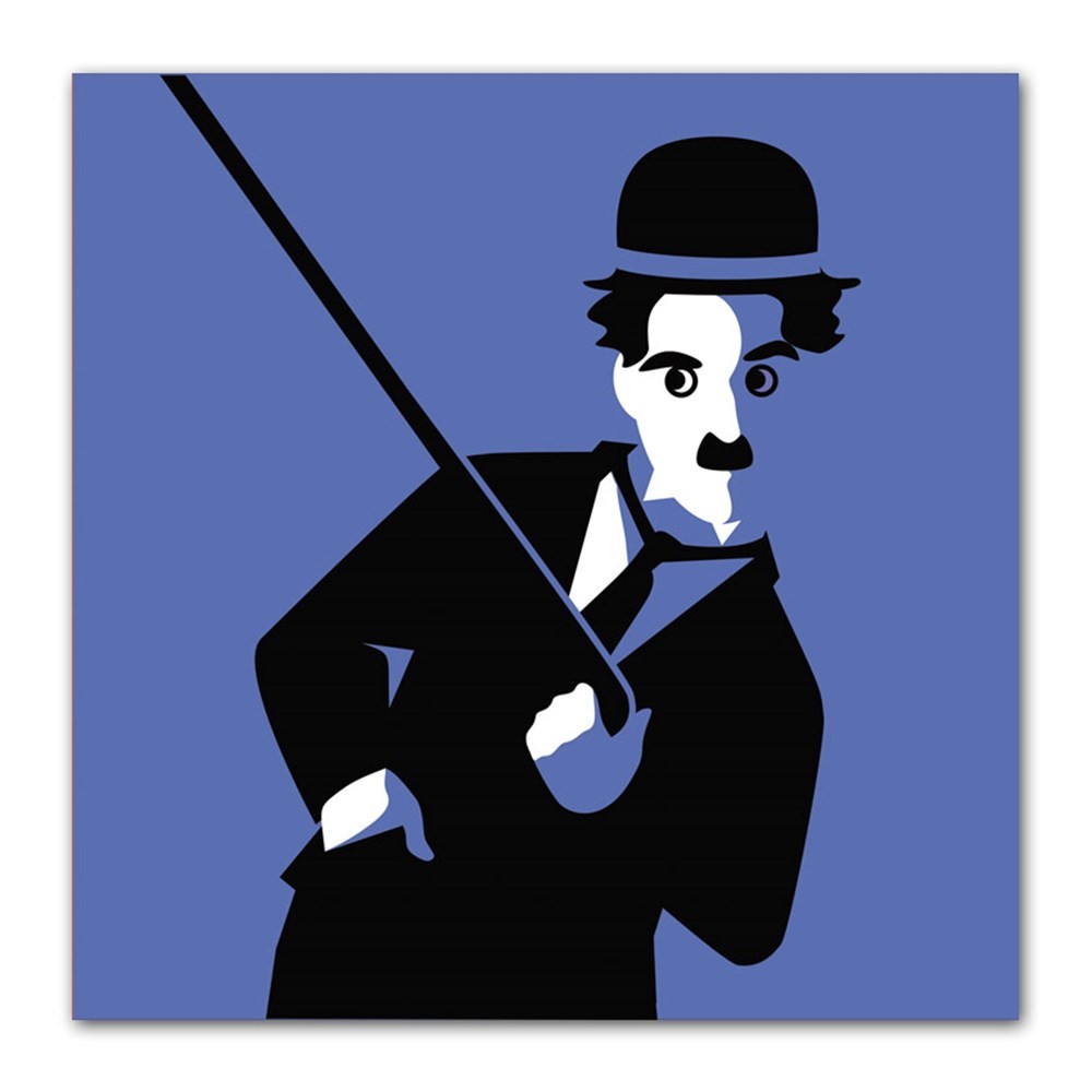 Mavi Chaplin Baston Yukarı Kanvas Tablo