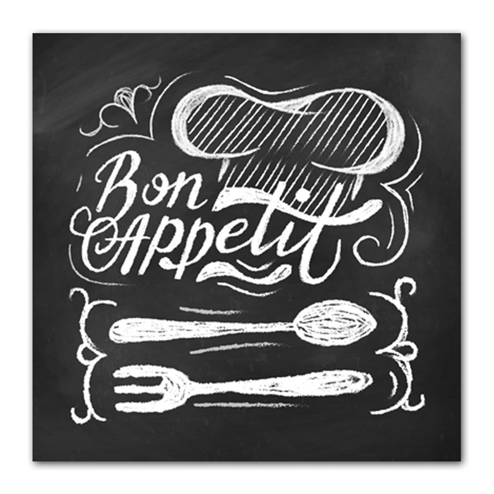 Siyah Fon Bon Appetit Kanvas Tablo