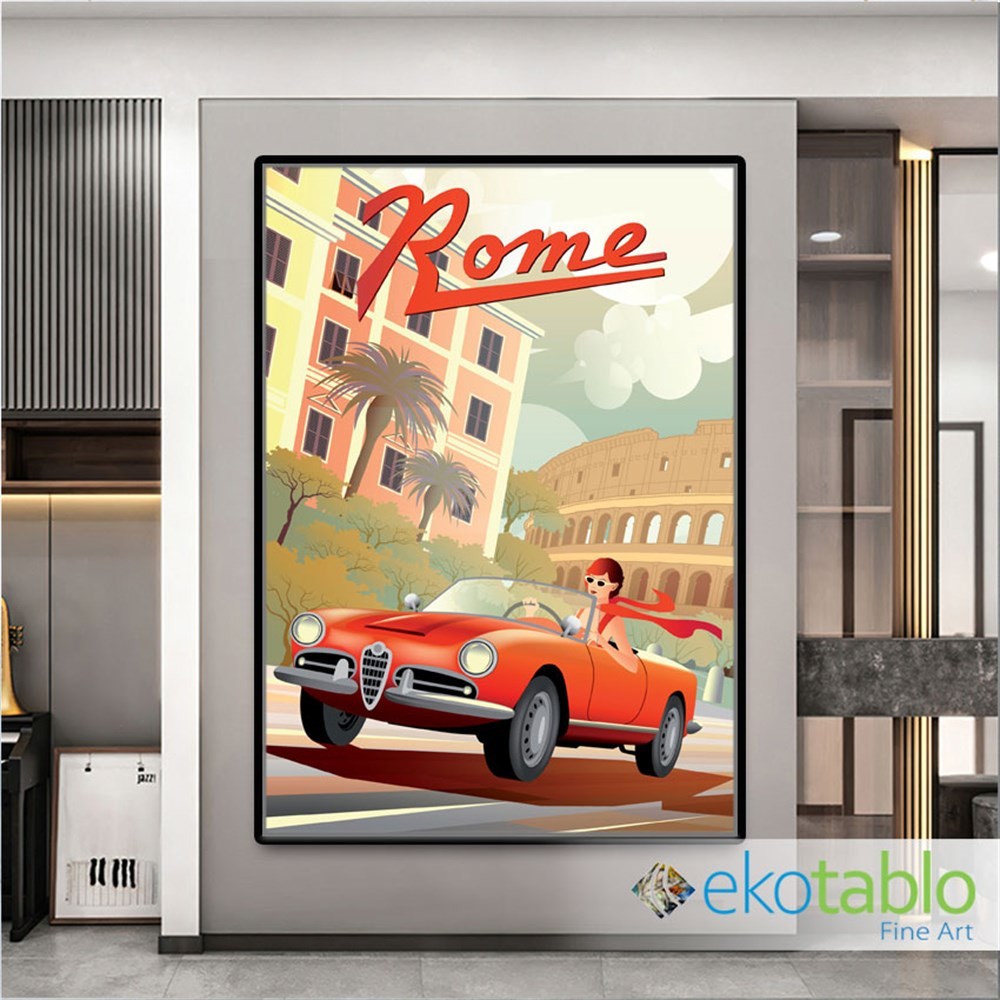 Alfa Romeo Rome Retro Kanvas Tablo