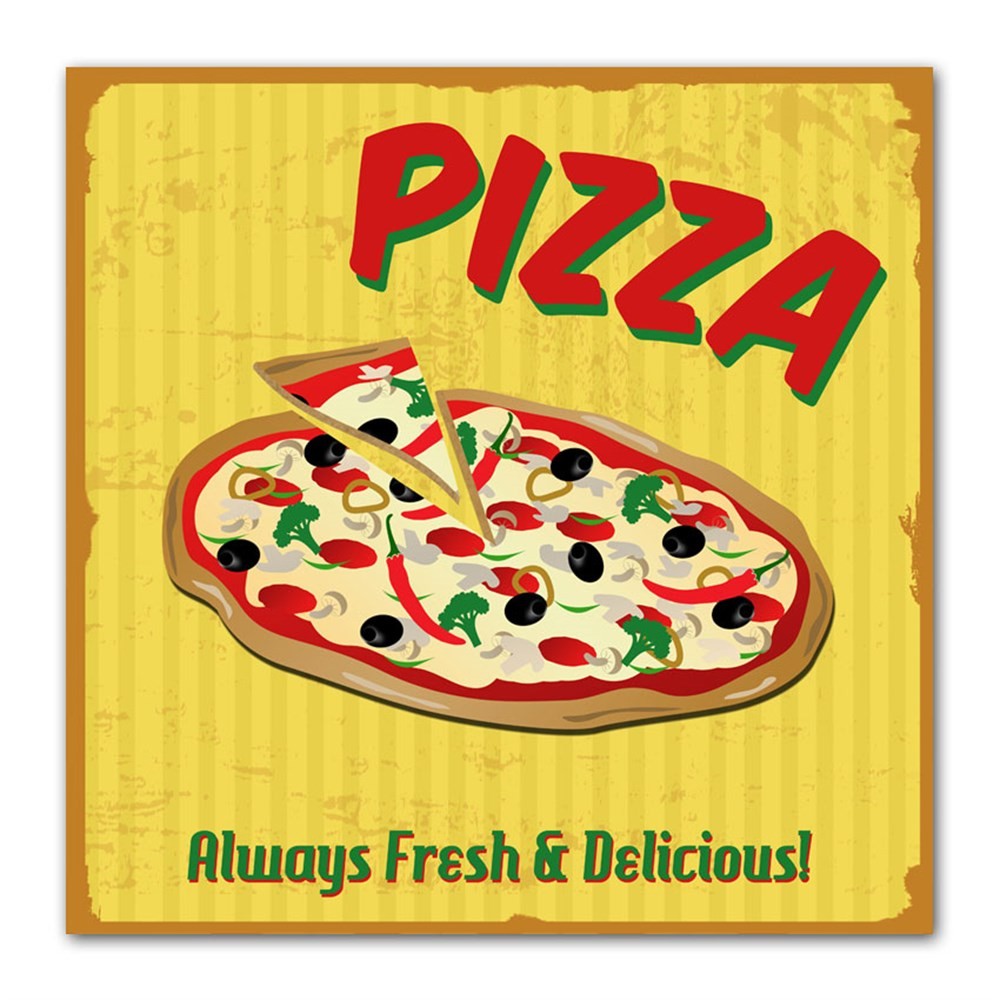 Always Fresh Pizza Retro Kanvas Tablo