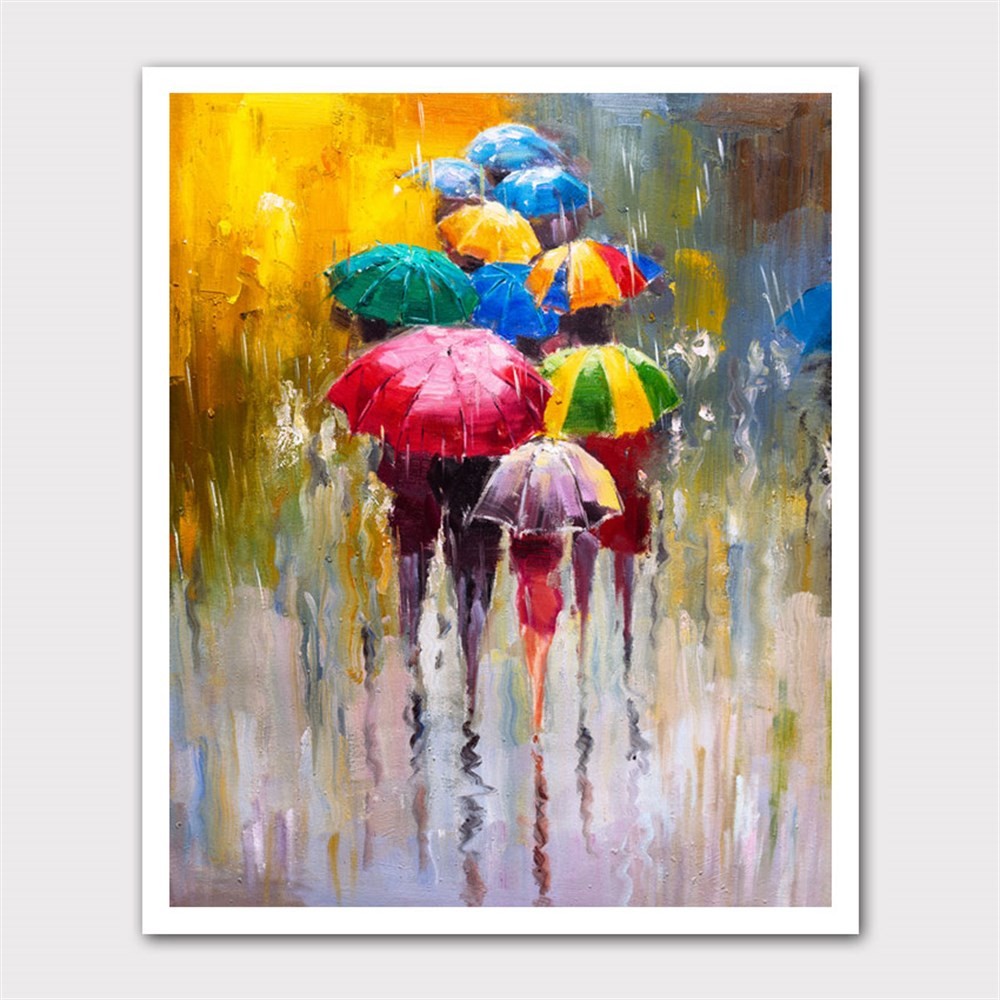 Soyut Renkli Şemsiyeler Kanvas Tablo