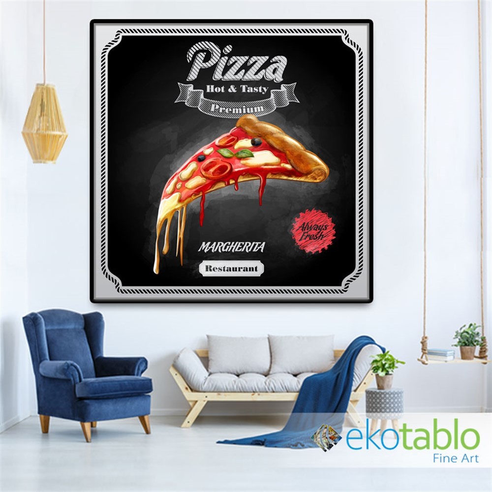 Pizza Slice Retro Kanvas Tablo