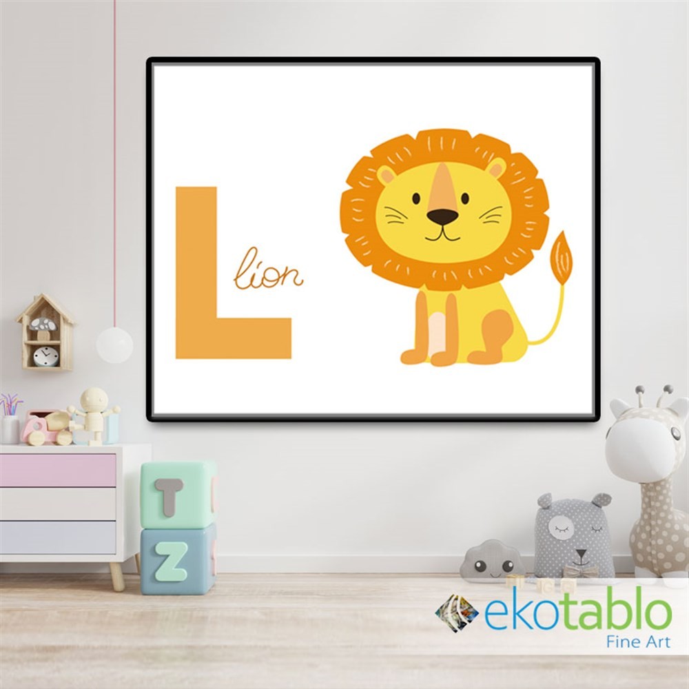 L for Lion Kanvas Tablo
