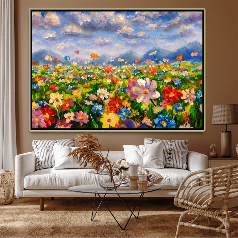 Bulutlar Altında Renkli Çiçekler Kanvas Tablo main variant image