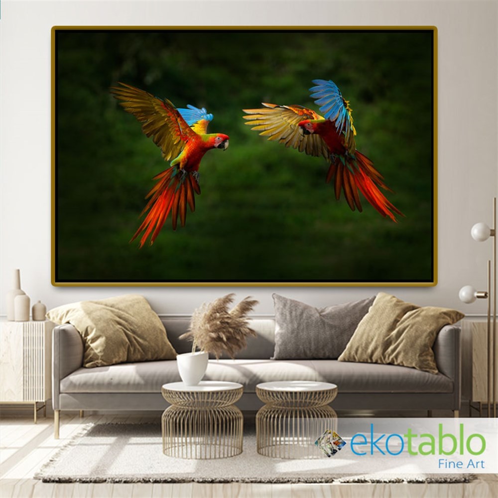 Uçuşan Renkli Papağanlar Kanvas Tablo main variant image