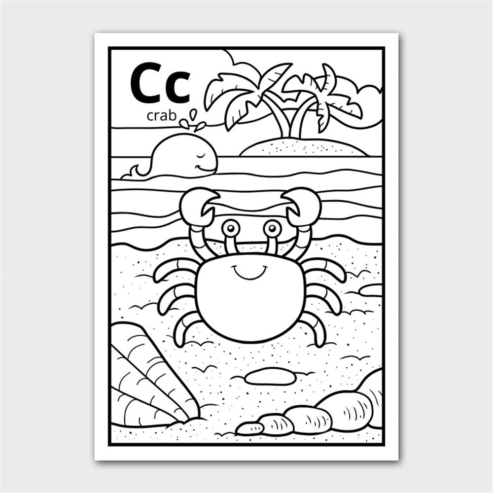 C for Crab Boyama Kanvas Tablo