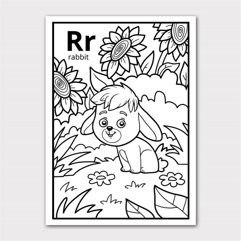 R for Rabbit Boyama Kanvas Tablo