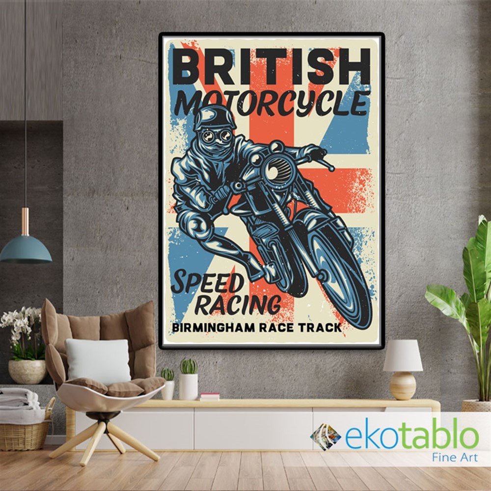 British Motorcycle Retro Kanvas Tablo