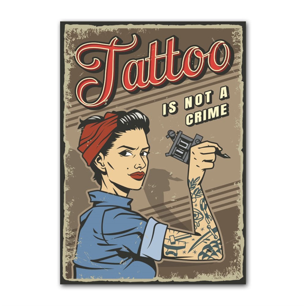 Tattoo is not a Crime Retro Kanvas Tablo