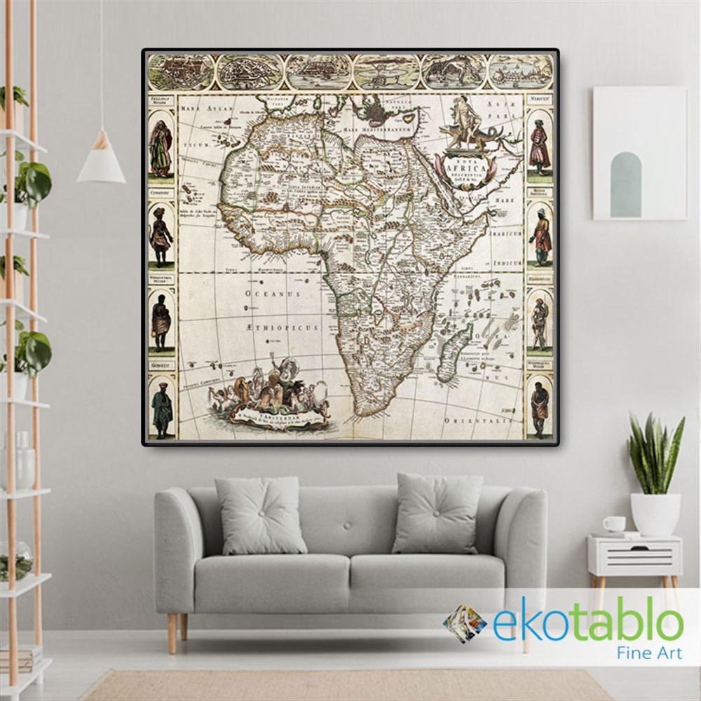 Dekoratif Afrika Haritası Kanvas Tablo