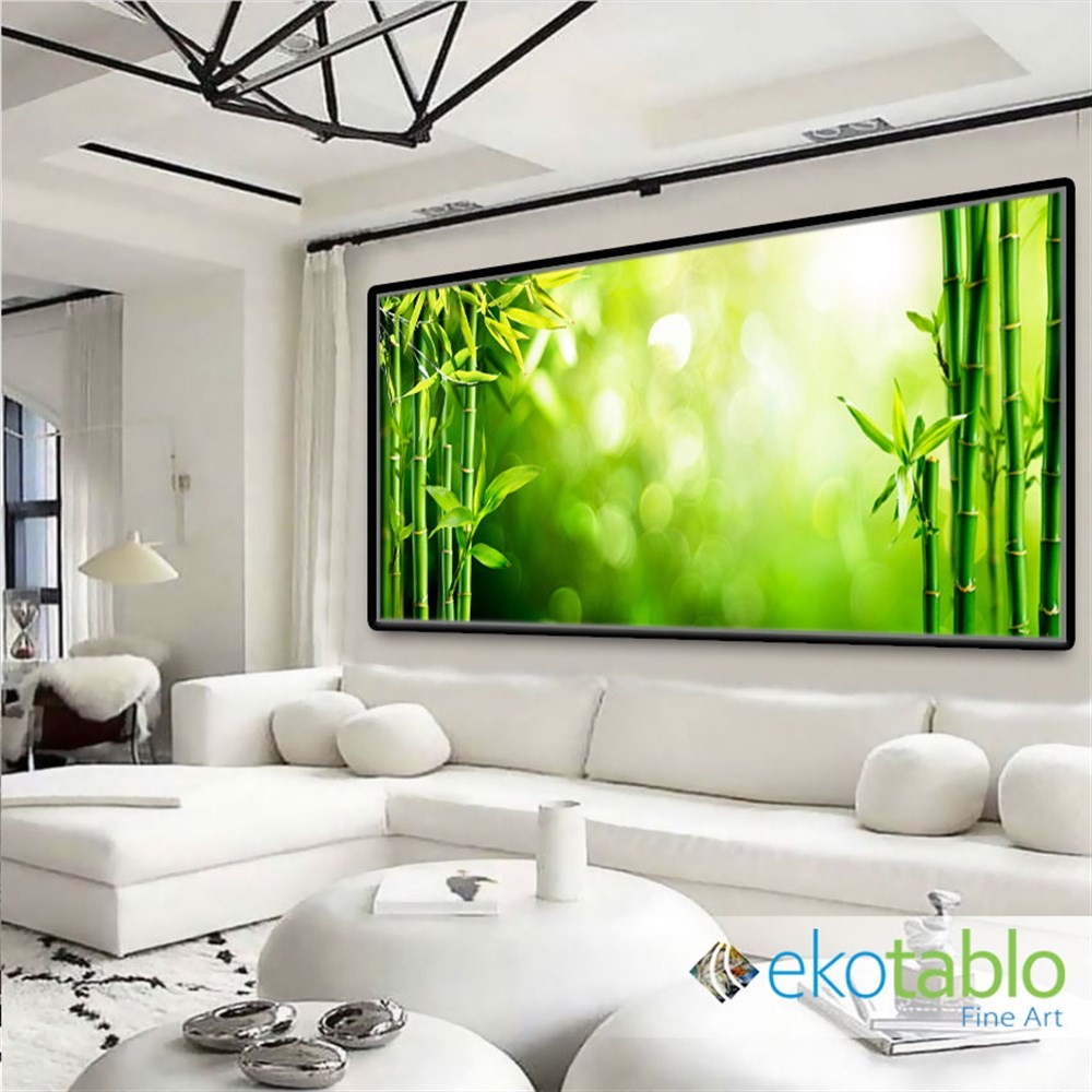 Bambu Yaprak ve Işık Kanvas Tablo image