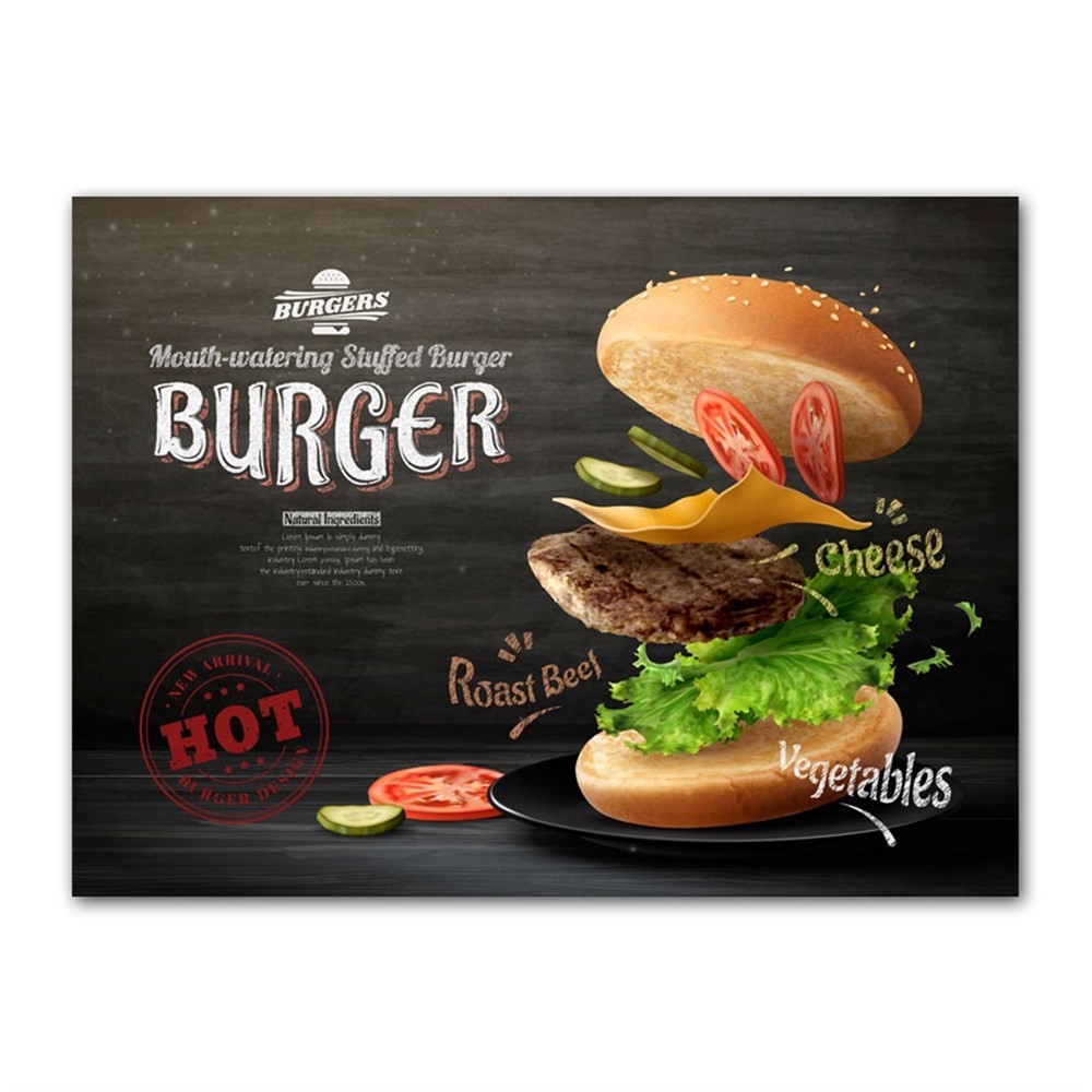 Ağız Sulandırıcı Hamburger Kanvas Tablo