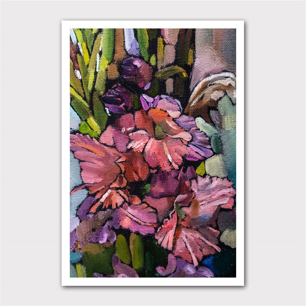 Pink Purple Flowers Abstract Kanvas Tablo