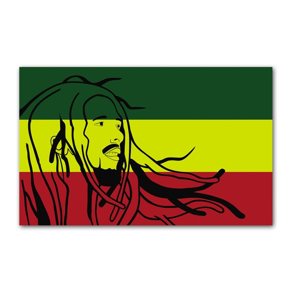 Bayrak Üzerine Bob Marley Kanvas Tablo