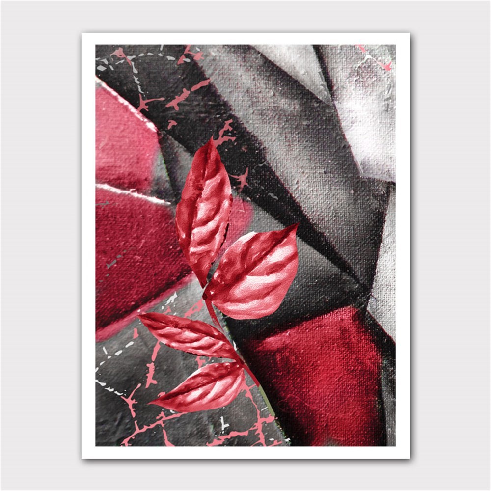 Kırmızı Yapraklı Beyaz Gül I Kanvas Tablo main variant image
