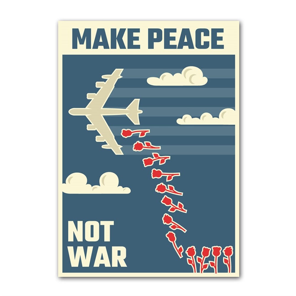 Make Peace Not War Retro Kanvas Tablo