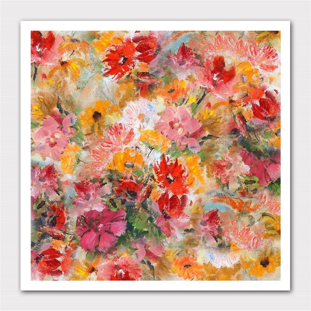 Turuncu Kırmızı Renkli Çiçekler Kanvas Tablo