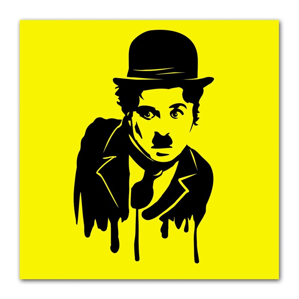 Sarı Fonlu Chaplin Kanvas Tablo
