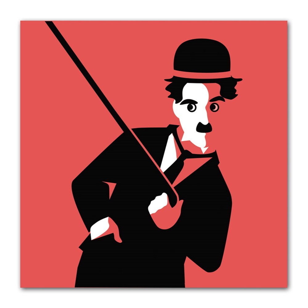 Kırmızı Chaplin Baston Yukarı Kanvas Tablo