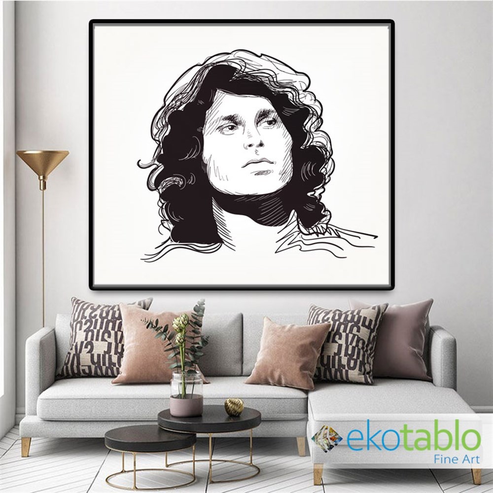 Siyah Beyaz Jim Morrison Kanvas Tablo