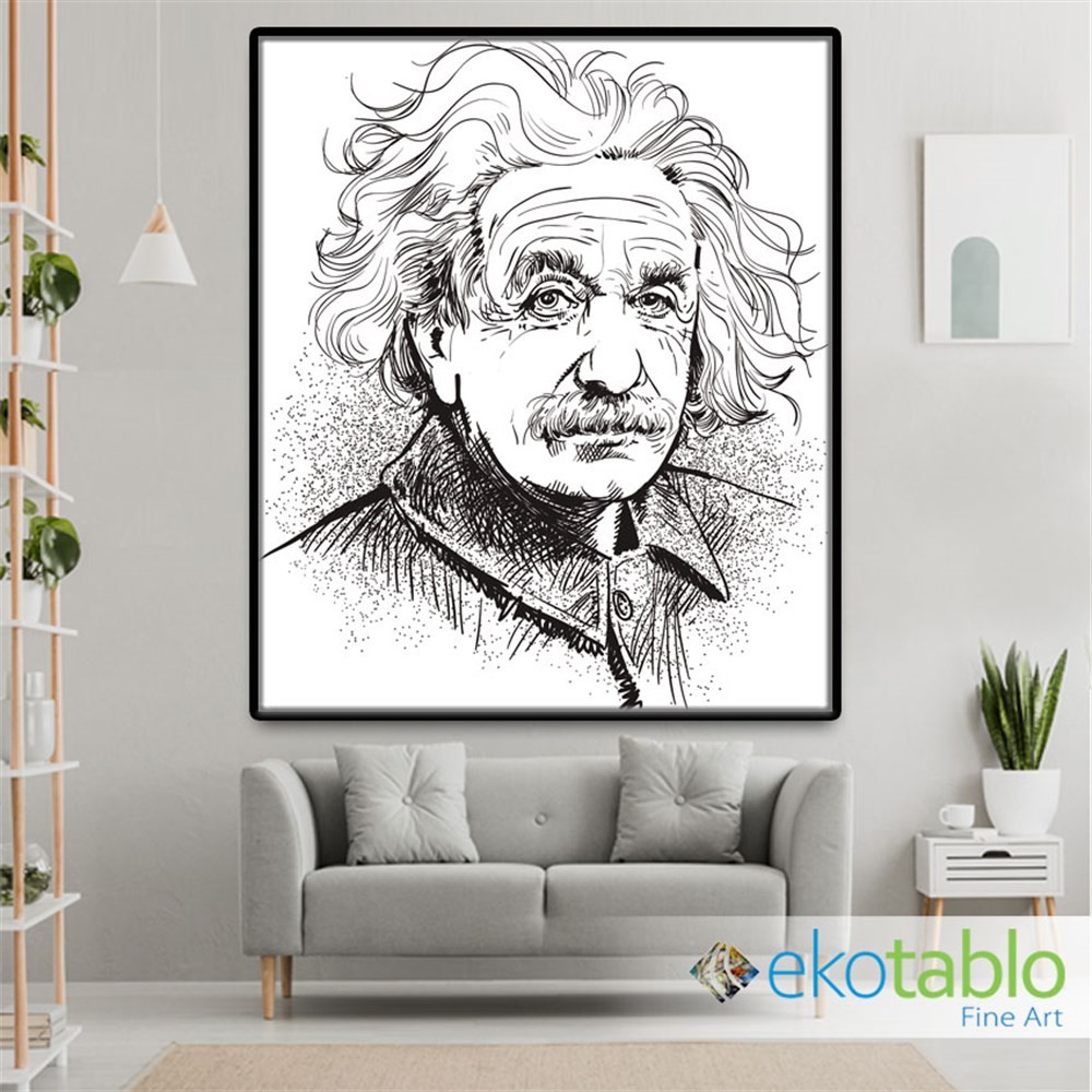 Kara Kalem Einstein Kanvas Tablo image
