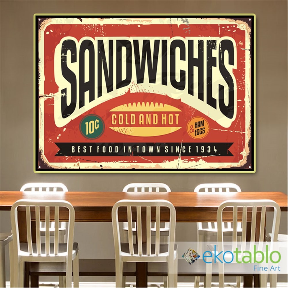Cold &Hot Sandwiches Retro Kanvas Tablo main variant image