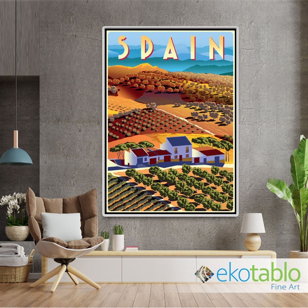 Spain Farms Retro Kanvas Tablo