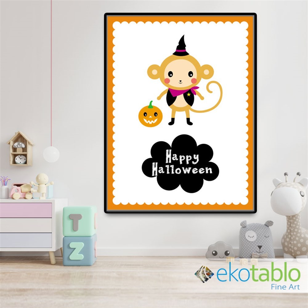 Happy Halloween Şerif Maymun Kanvas Tablo