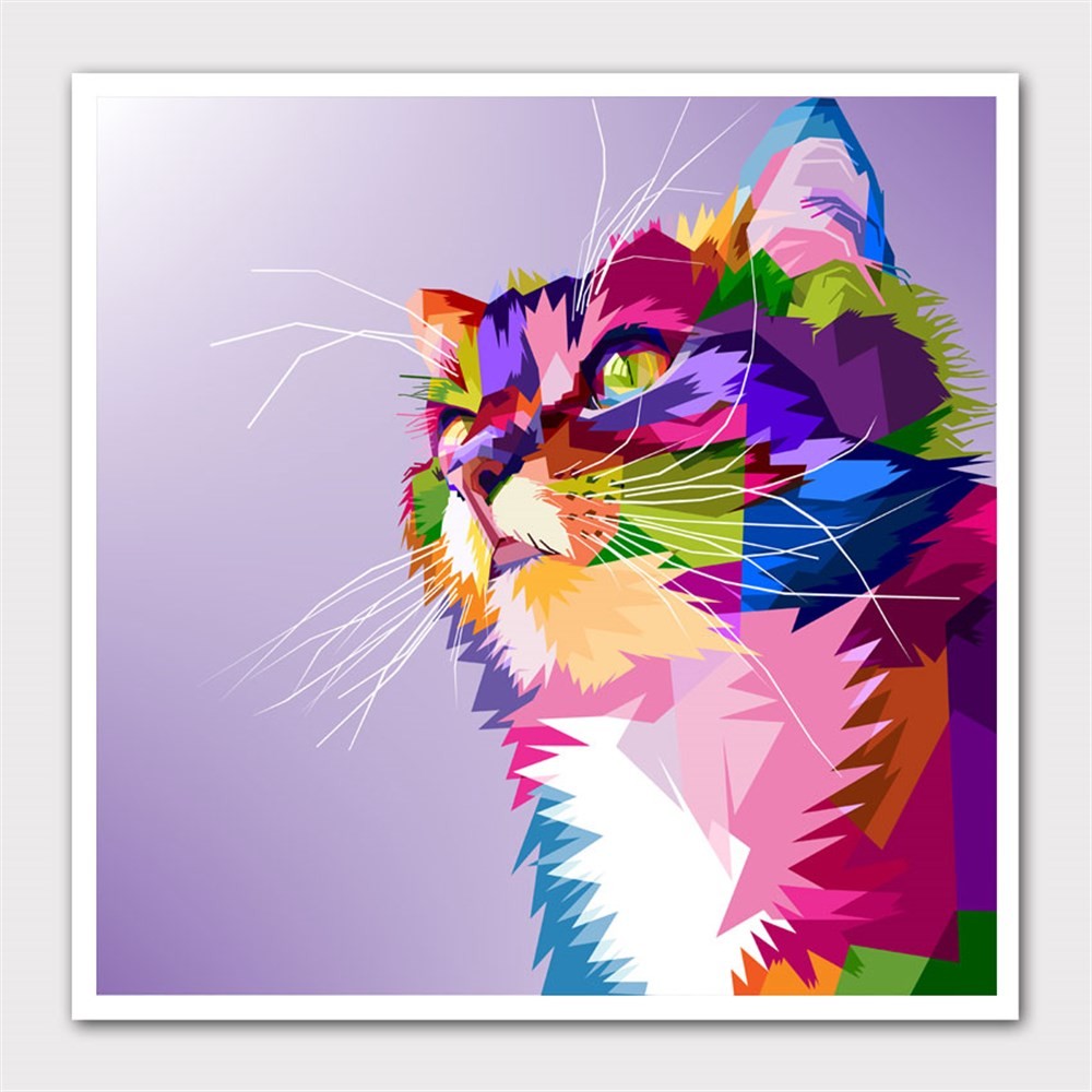 Alacalı Güzel Kedi Kanvas Tablo