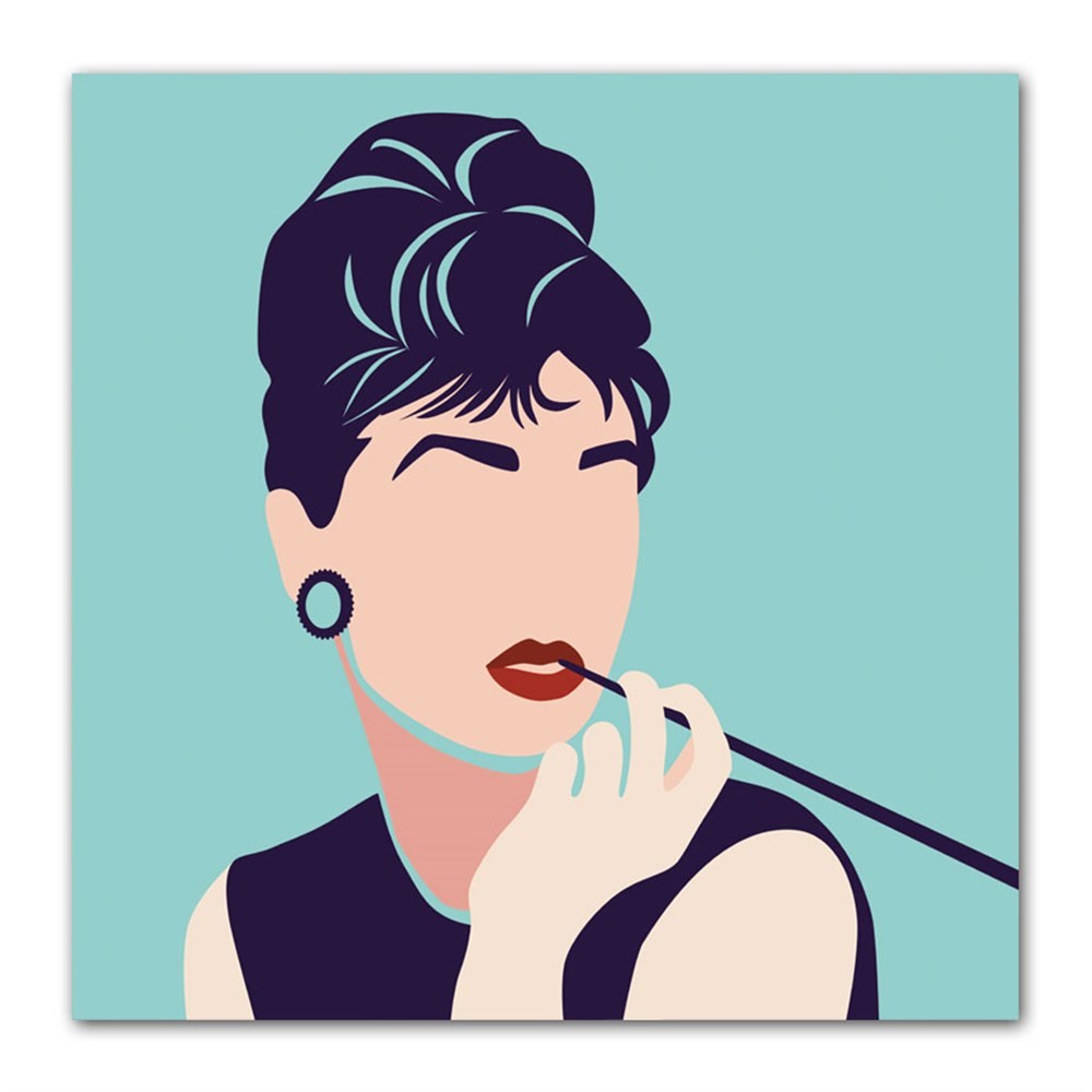 Mavi Audrey Hepburn Silüeti Kanvas Tablo