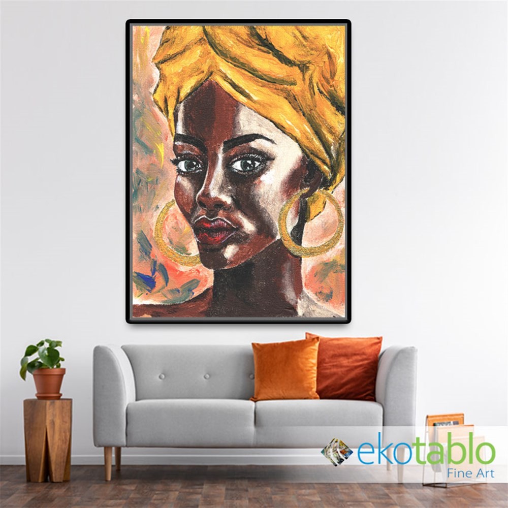 Sarı Başlıklı Afrikalı Kadın Kanvas Tablo main variant image