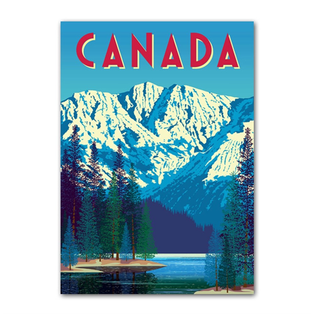 Canada Mountains Retro Kanvas Tablo