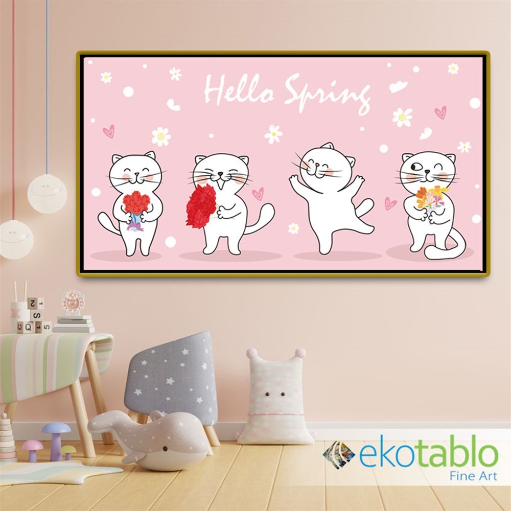 Hello Spring Kediler Kanvas Tablo main variant image