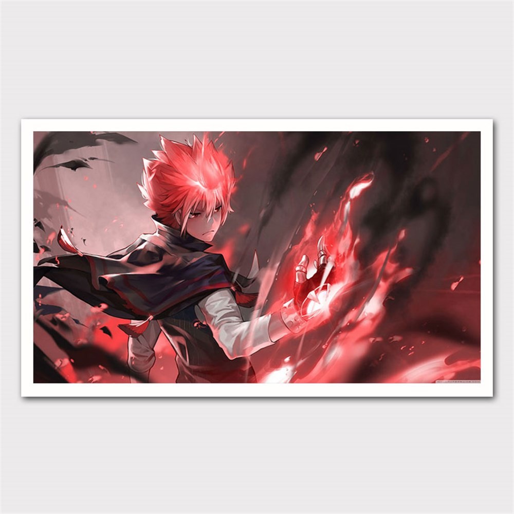 Kırmızı Erkek Büyücü Anime Kanvas Tablo