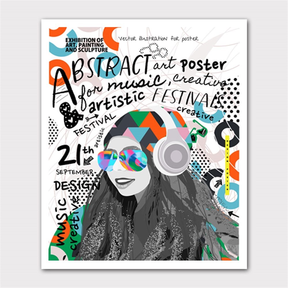 Abstract Music Festival Kanvas Tablo