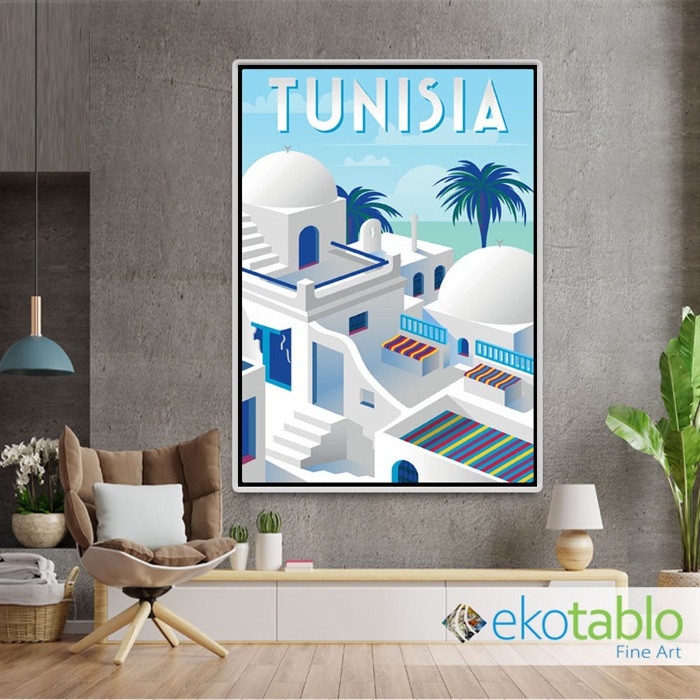 Tunisia Houses Retro Kanvas Tablo main variant image