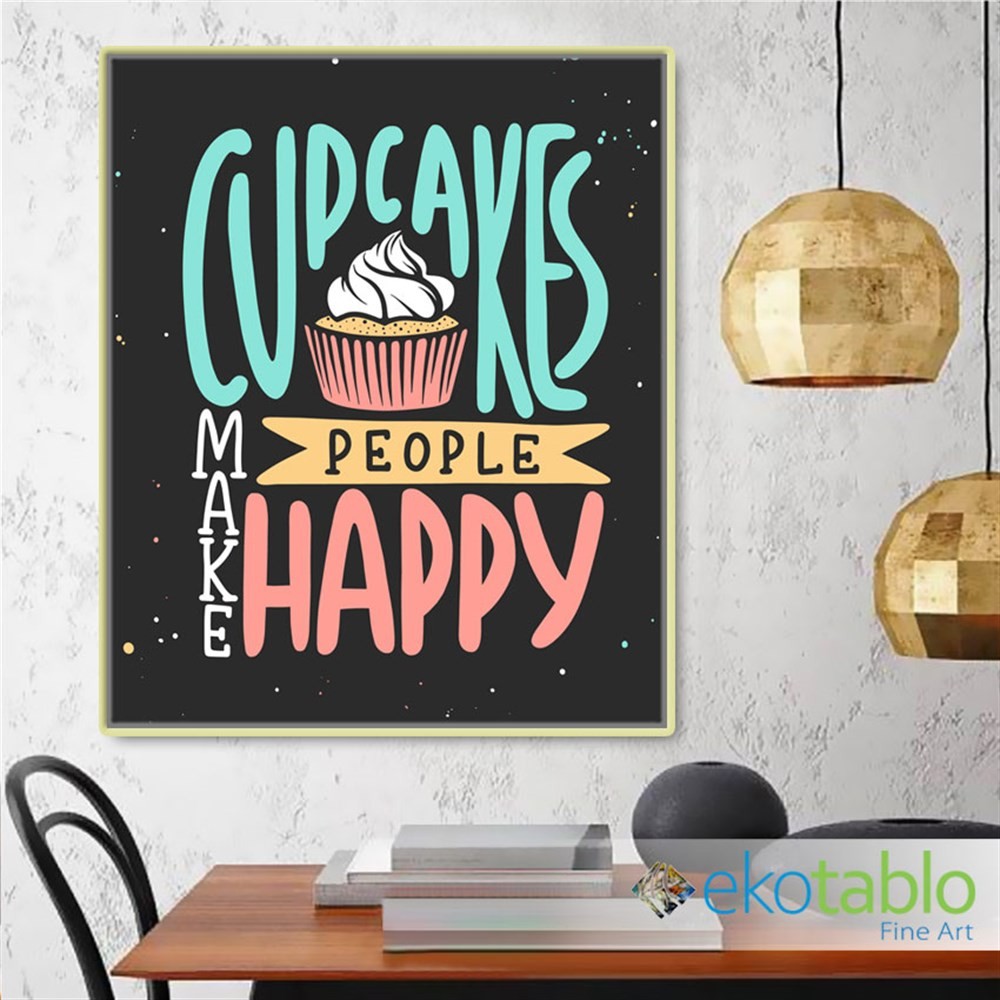 Cupcake İnsanları Mutlu Eder Kanvas Tablo