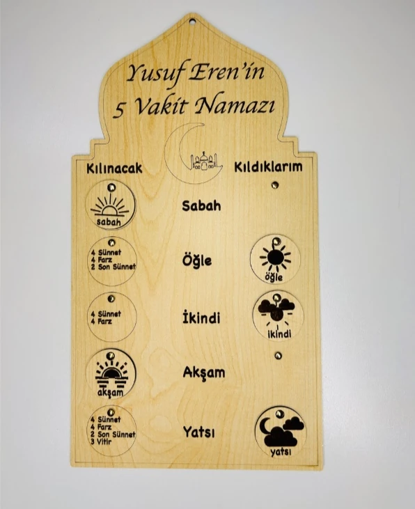 Ahşap Namaz Çizelgesi