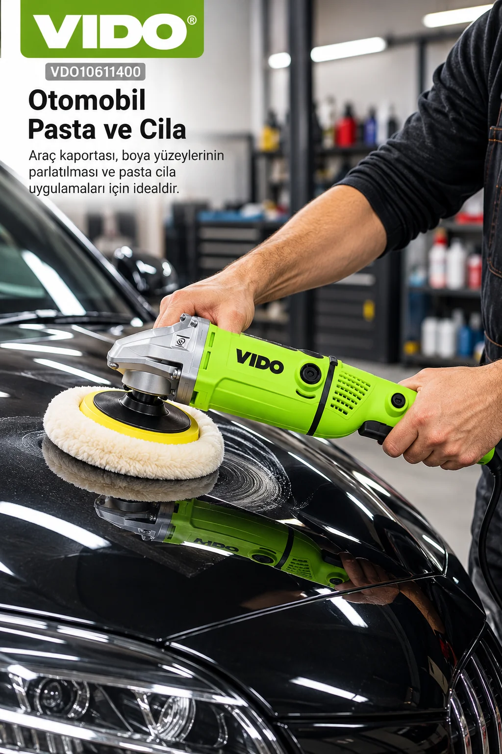 Vido VDO10611400 1400W Polisaj Makinesi Otomobil Pasta Cila Uygulaması