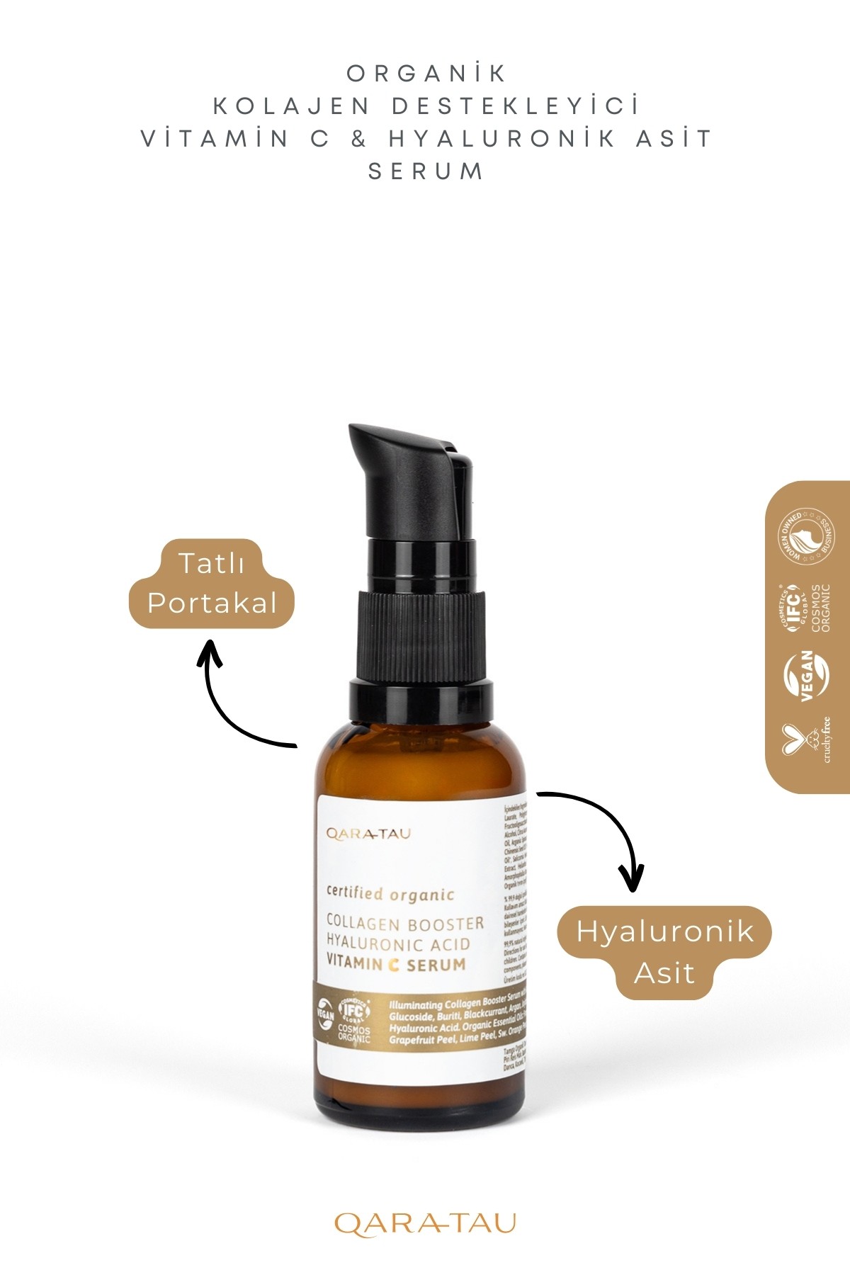 Organik Kolajen Destekleyici Vitamin C & Hyaluronik asit Serum 30ml