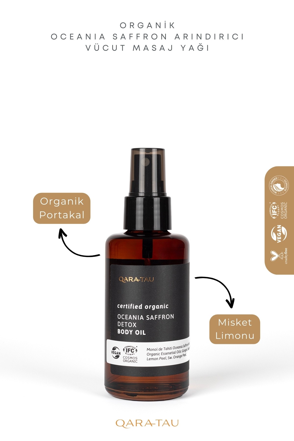 Organik Oceania Saffron Arındırıcı Vücut Masaj Yağı 100ml