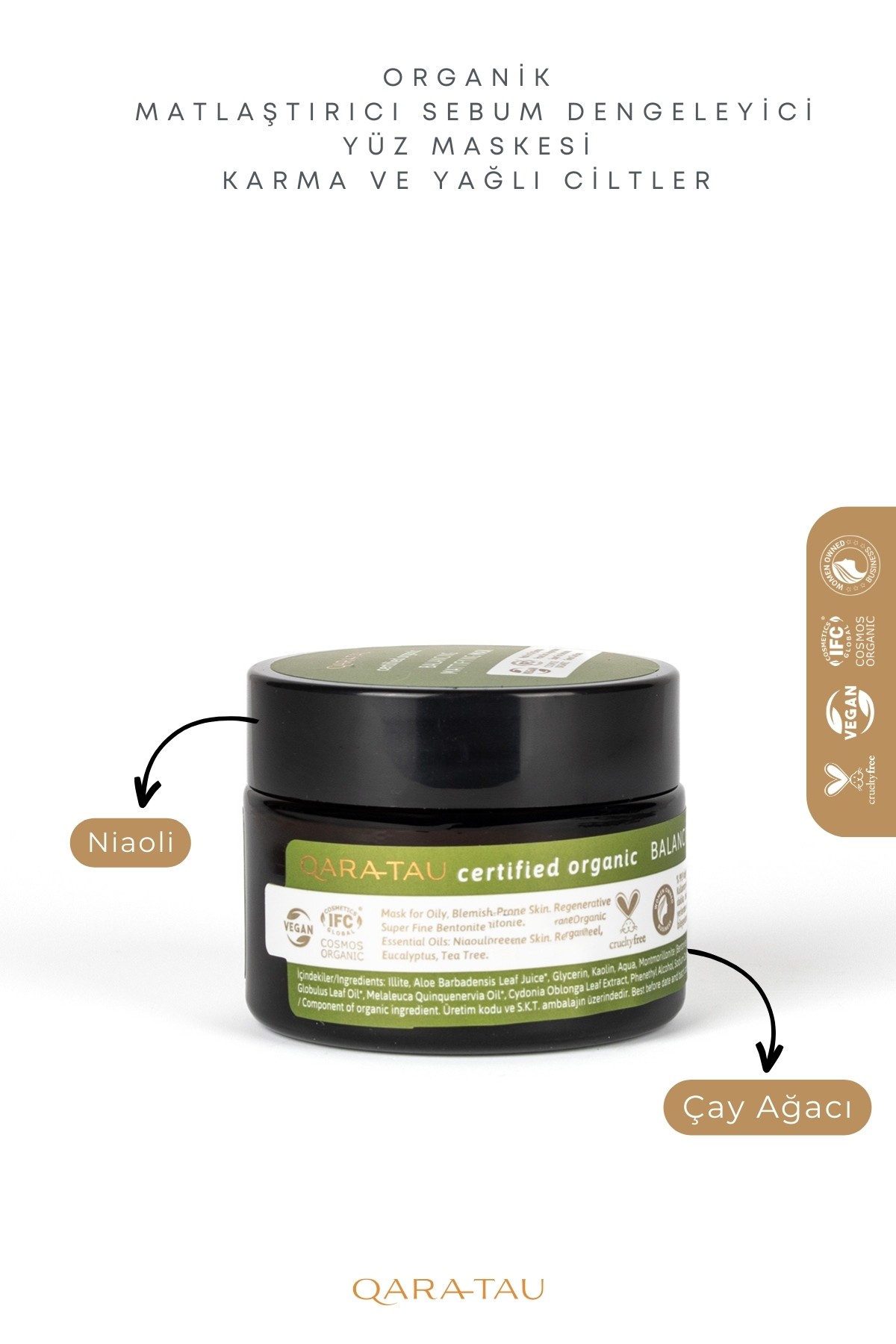 Organik Matlaştırıcı Sebum Dengeleyici Yüz Maskesi - Karma ve Yağlı Ciltler 70ml