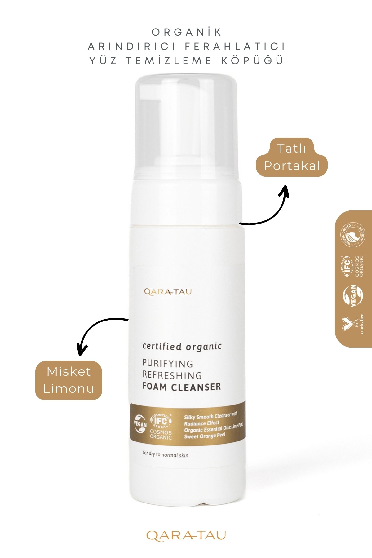 Organik Arındırıcı Ferahlatıcı Yüz Temizleme Köpüğü Kuru ve Normal Ciltler 150 ml