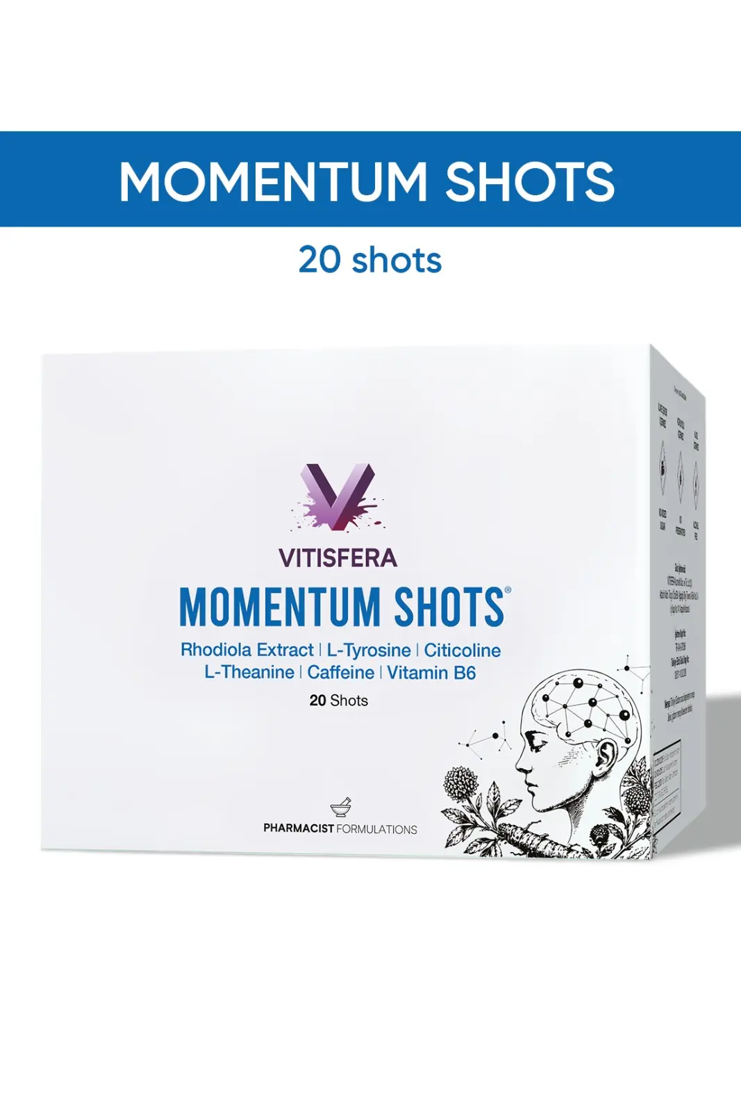 Momentum Shot Rhodiola, L-Tirozin, Sitikolin, L-Teanin, Kafein ve B6 İçeren Takviye Edici Gıda 20 Shot