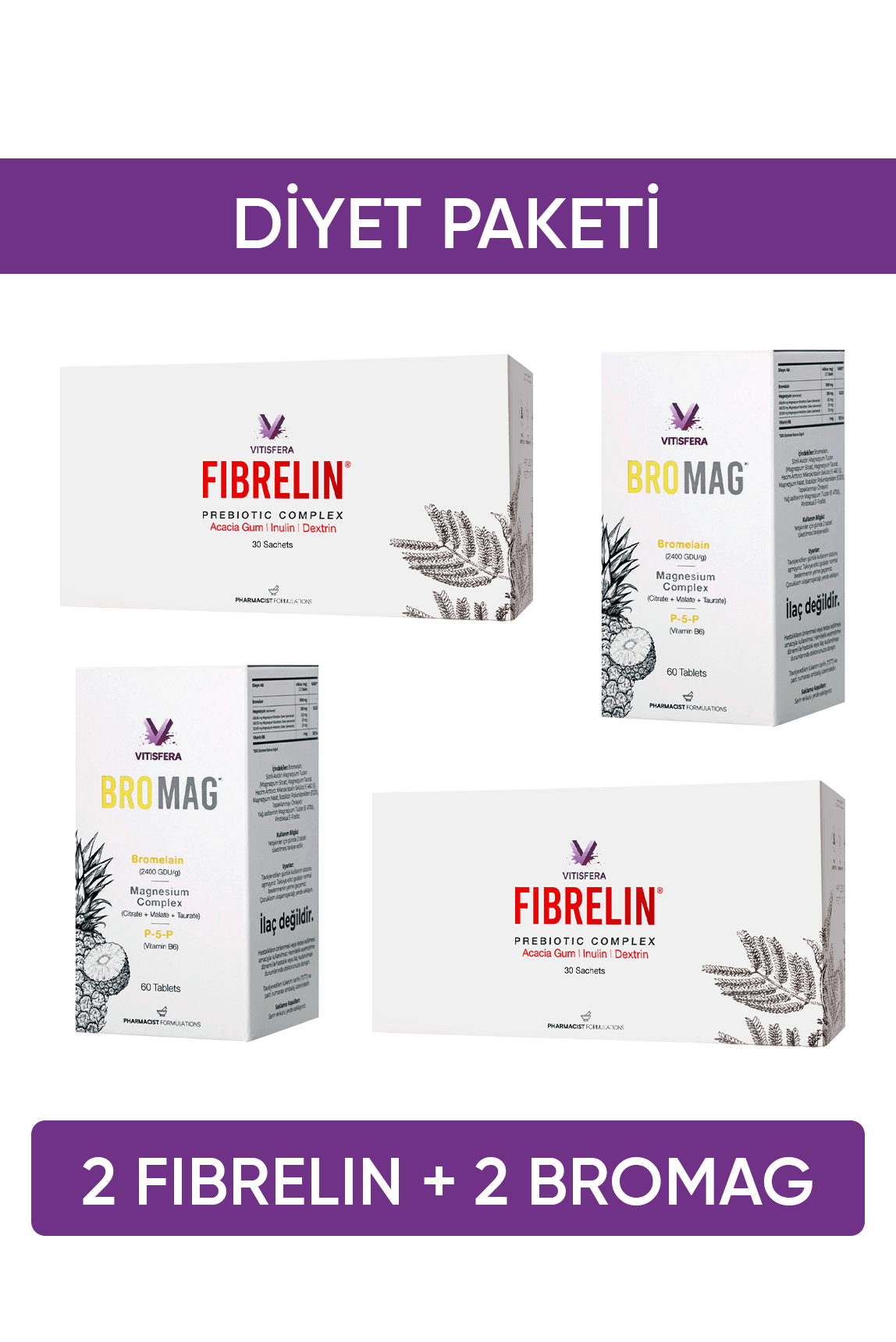 Vitisfera Diyet Paketi ( 2 Bromag + 2 Fibrelin)