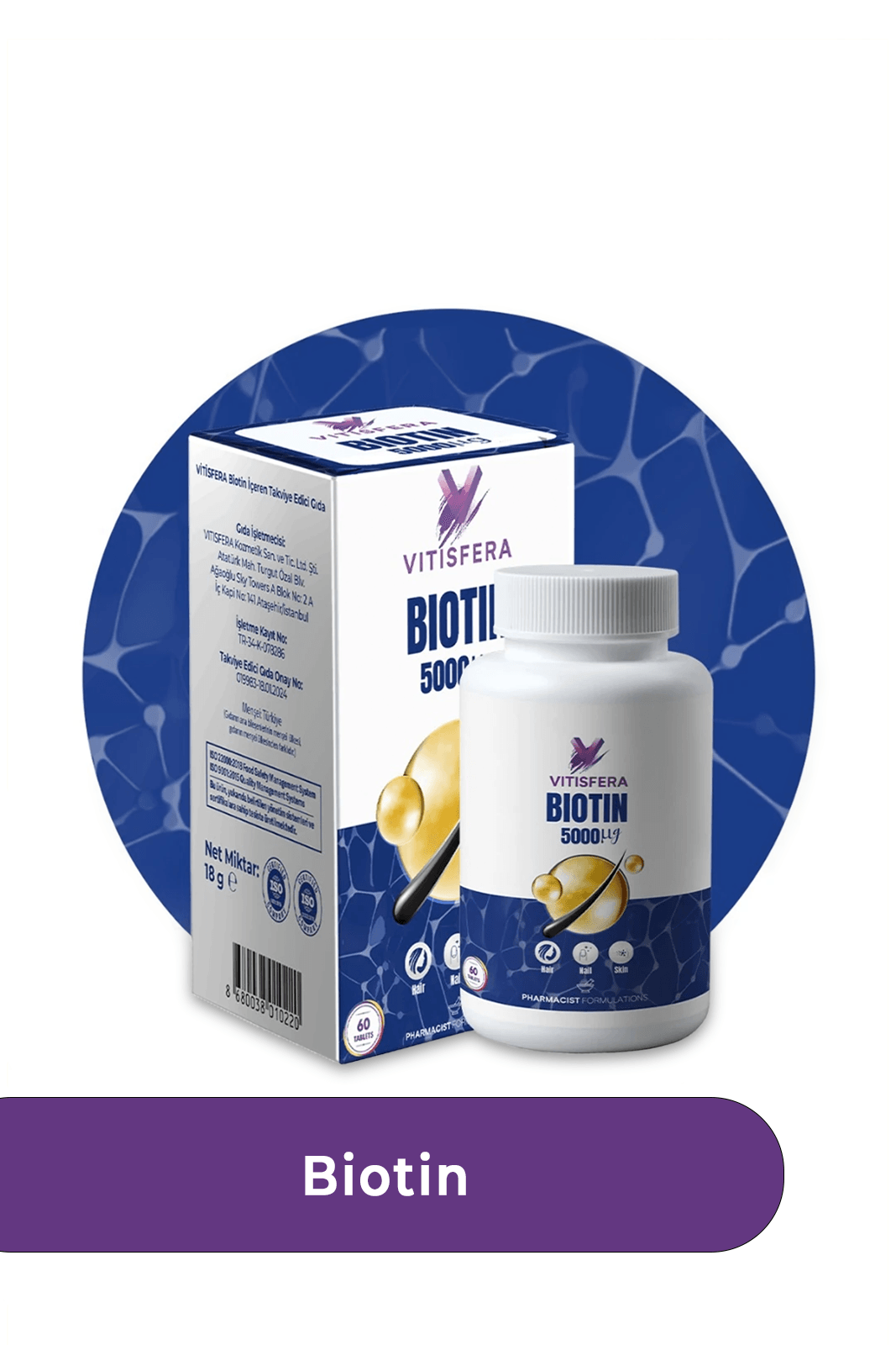 Vitisfera Biotin 5000 mcg 60 Tablet