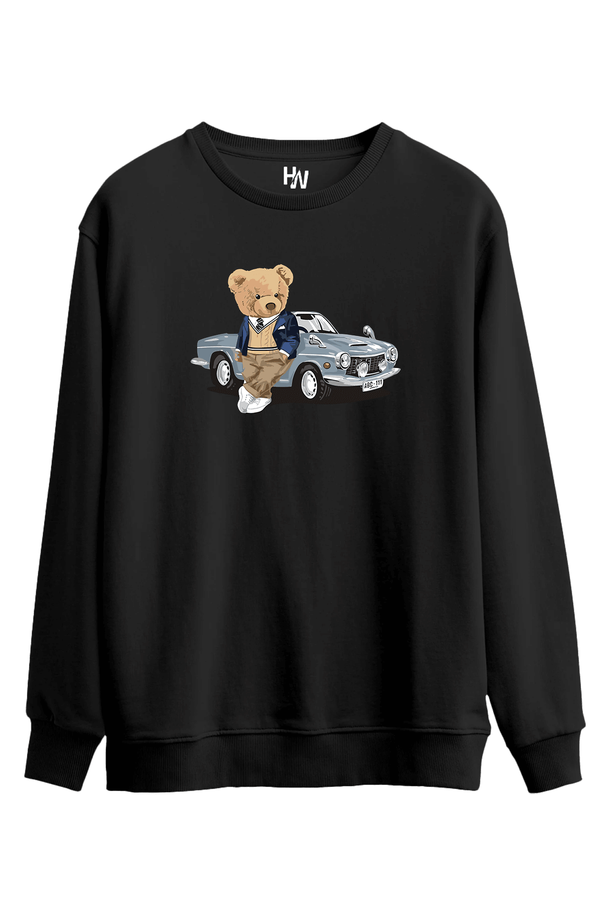 Arabalı Ayı Baskılı Sweatshirt