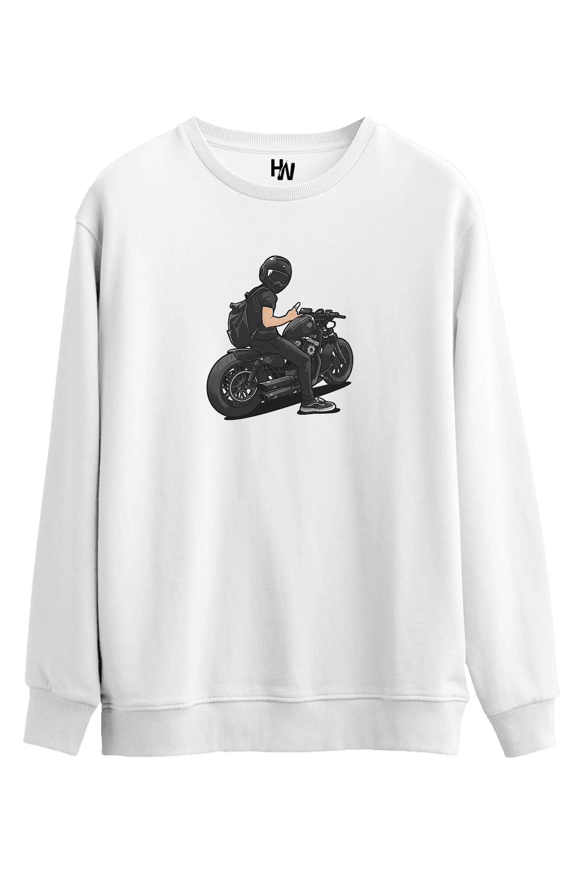 Motorcu Baskılı Sweatshirt